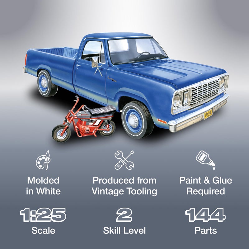 MPC 1978 Dodge D100 Custom Pickup 1:25 Scale Model Kit - Image 2